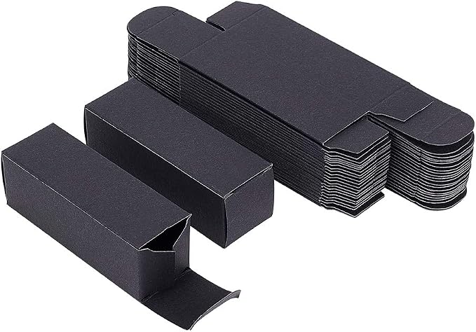 BENECREAT 50 Pack 3.4x1x1 inch Black Kraft Paper Lipstick Box Lip Balm Kraft Box for Birthday Festival, Wedding Valentine's Day, Festival Gift Packaging