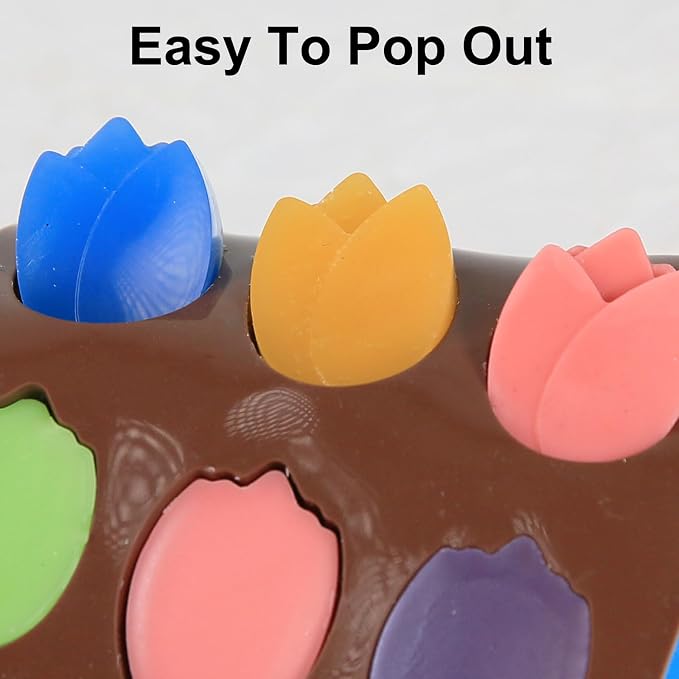 Mini Flower Chocolate Molds, 2 Pcs Silicone Molds with Tulip Shapes for Making Chocolate/Candy/Gummy/Jelly, Food Grade Candy Mold with 12 Cavities Mini Tulips for Fruit Snacks