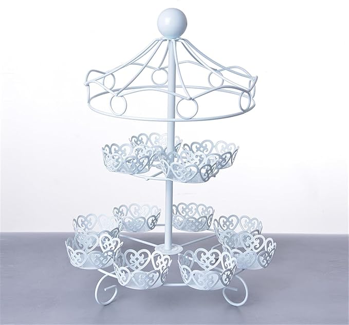 ASkinds Carousel Cupcake Stand Dessert Serving Tray, 12-Cups Iron Cake Display Rack Cupcake Stand for Carnival and Circus Theme Party Wedding Party Furnishing Accessories (White)