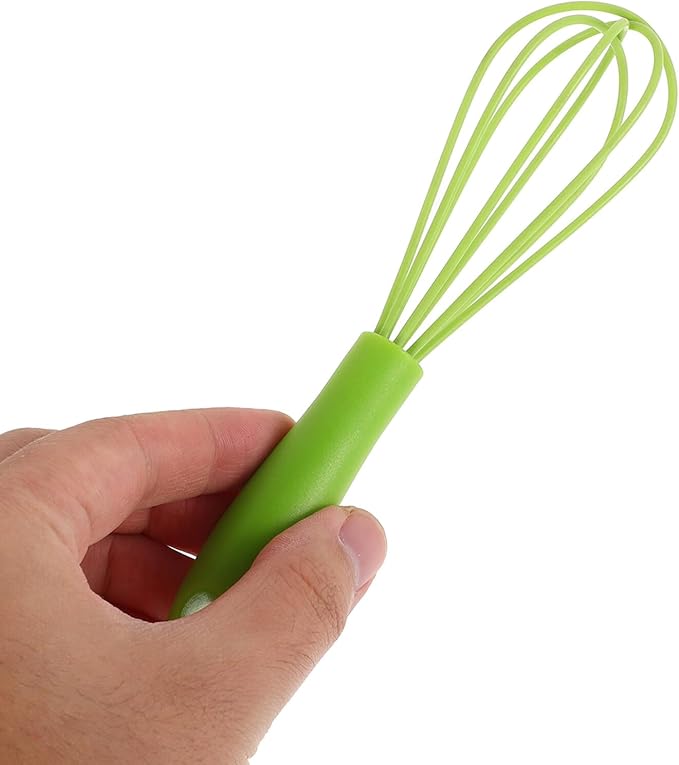 INOOMP 4pcs Mini Silicone Whisks 6-inch Stainless Steel Kitchen Egg Beater Handheld Mixing Tools for Cooking Baking with Colored Silicone Coated Wires Black and Green