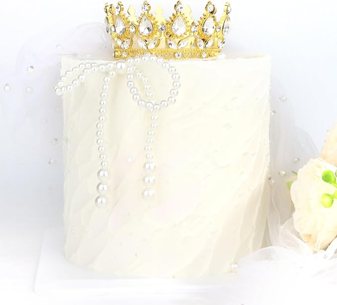 Gold Crown Cake Topper Happy Birthday Cake Toppers Wedding Cake Toppers Mini Crowns for Flower Bouquets Party Decorations