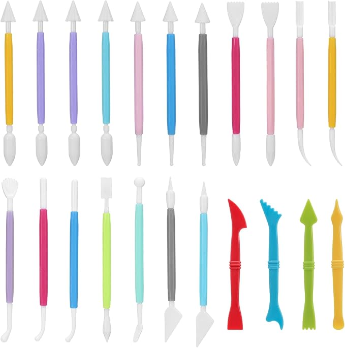 22 Pcs Clays Sculpting Tools, Air Dry Clay Tools, Double-Ended Tool Kit Plastic Clay Tool for Adult Set for DIY Pottery Shaping Dotting Modeling Molding Polymer Clays Craft Supplies Accessories
