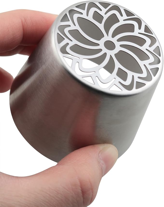 Stainless Steel Extra Large Russian Piping Nozzle 3D Floral Pattern Baking Tool Cream Icing Piping Nozzle For Cake Decoration Pastries Cupcakes 2.16 x 1.75 x 1.73 inches
