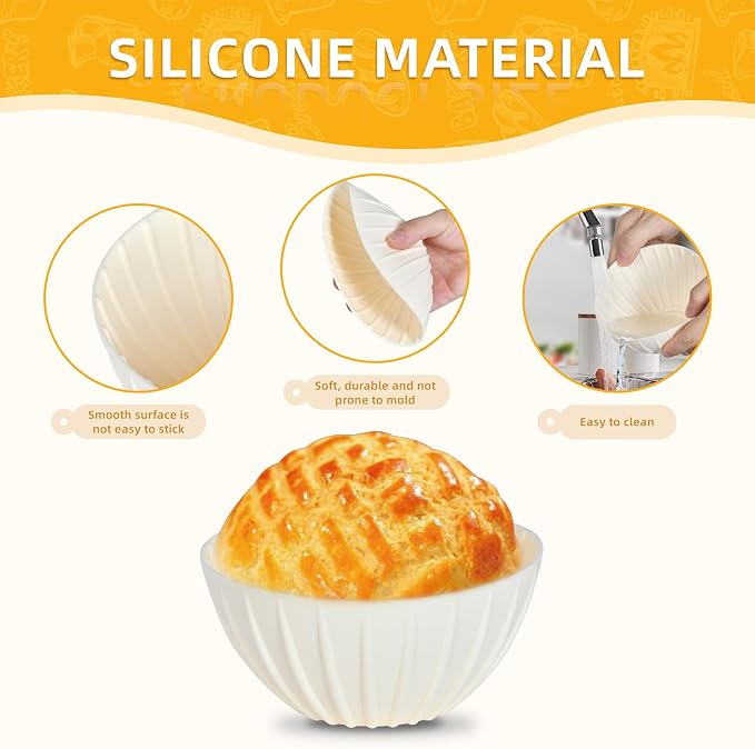 Mini Banneton Basket,6 Pcs 5 Inch Small Sourdough Banneton Bread Proofing Basket Set Round Proofing Bowl for Sourdough Loaf Pans Bread Baking Supplies (Beige)