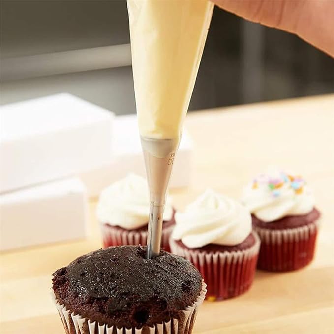 12 PCS Cream Icing Piping Nozzle Tip Stainless Steel Long Cream Puff Piping Tips Cake Decorating Tools Multipurpose Pastry Piping for Small Pastries Puffs Cupcakes Filling Donuts Other Pastries