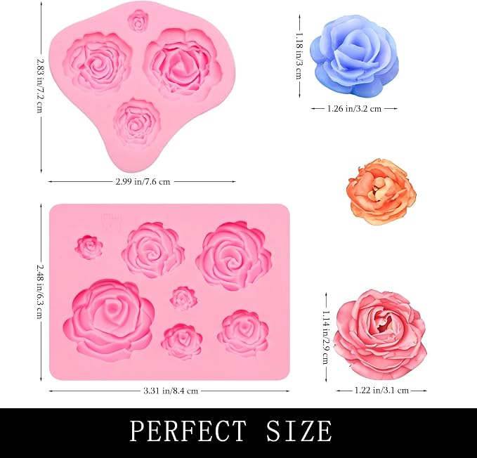 Rose Flowers Fondant Molds. Rose Chocolate Silicone Molds for Cake Decorating Flower Design