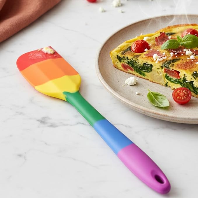 Cooking With Pride Non-Stick Scraper Spatula, Heat-Safe Silicone With Iron Core, 10.75-Inch, Set of 2