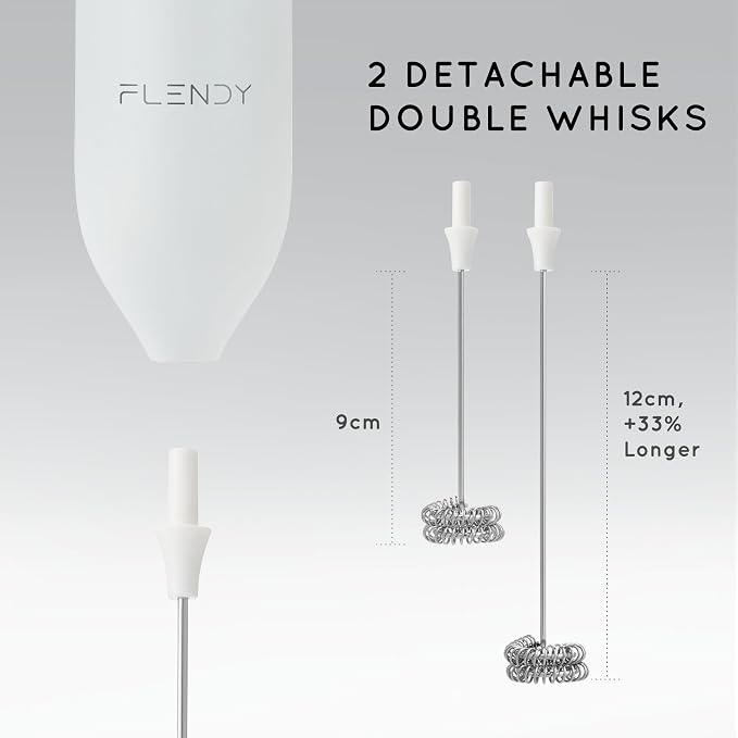 Flendy Rechargeable Milk Frother Handheld, Coffee Frother Handheld with USB-C Charging Stand, Electric Drink Mixer Handheld, Mini Electric Whisk Frother for Coffee, Matcha, etc
