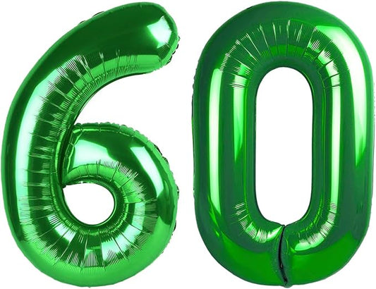Dark Green Number 60 Balloon 40 Inch, 60th Birthday Party Decorations for Children, Giant 60 Foil Balloon for Party Supplies