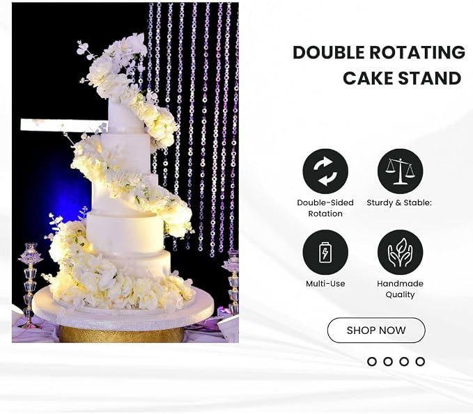 Double Rotating Cake Stand for Big Wedding Cake - 360° Smooth Turntable for Decorating & Display (24 inches)