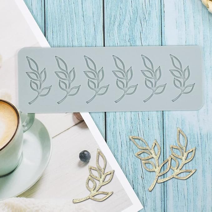 Fondant Silicone Moulds Tropical Leaves Silicone Imprint Mat Gum Paste Press Mold for Cake Chocolate Cupcake Decorating Cake Toppers Candy Cookies Resin Sugarcraft (D_7.72x2.72x0.12inch)
