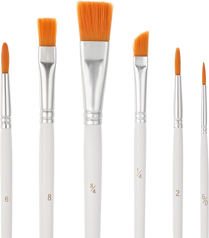 Ymapinc 6PCS Paint Brushes, Cake Painting Brushes for Cake Decorating, Paint Brush for Cookies, Comfortable Wooden Handle, for Pastry, Cookie, and Cakes Decoration