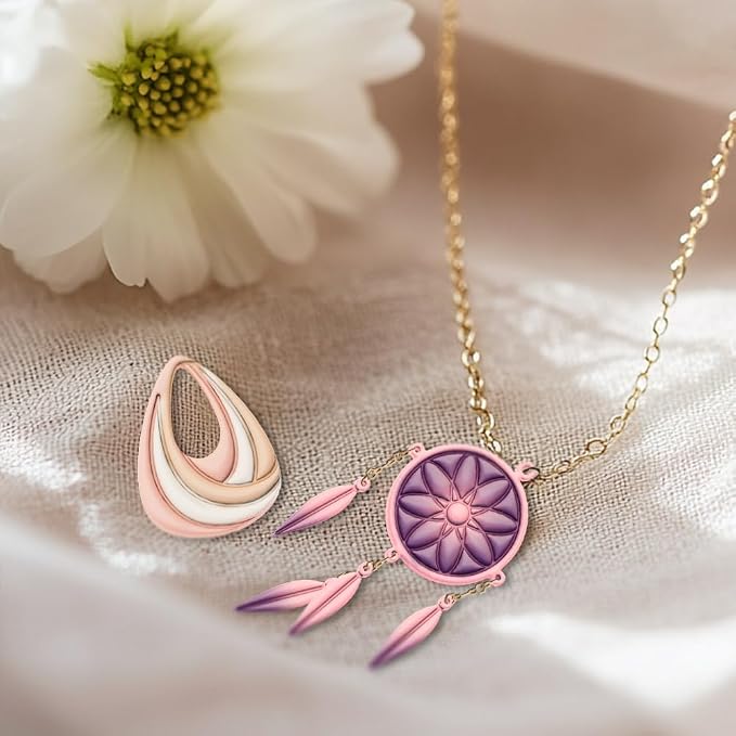 ORIGACH 12 Pcs Boho Knot Macrame Clay Cutters, Polymer Clay Cutters, Dream Catcher Design Clay Cutters for Polymer Clay Jewelry Earrings with a Clear Storage Box