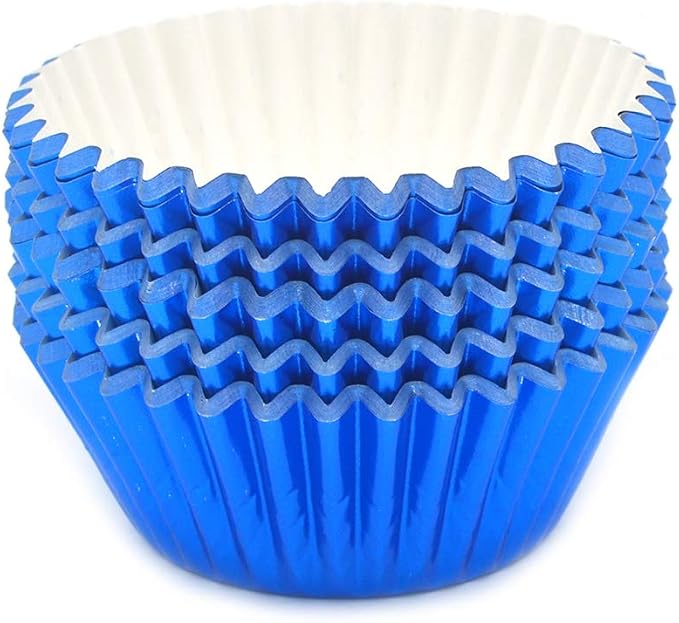 Standard Blue Foil Cupcake Liners Muffin Baking Cups for Party and More, 100-Count