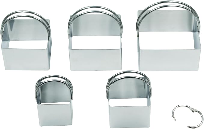 Square Biscuit Cutters with Handle,5 PCS Set Stainless Steel Square Cookie Cutter Molds for Baking Pastries Doughs Doughnuts