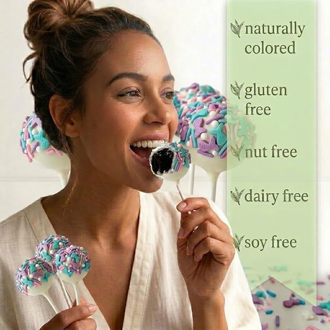 Manvscakes, Mermaid Sprinkles for Baking, Soft Jimmies, Naturally Colored, No Artificial Dyes, Blue Pink Purple, Cake, Cupcake Toppings, 3oz