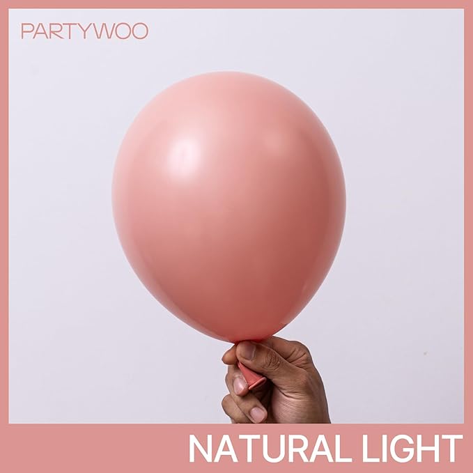 PartyWoo Dusty Pink Balloons 100pcs Different Sizes of 18 12 10 5 Inch Blush Pink Dusty Rose Boho Netural Balloon Arch Kit Garland for Baby Shower Princess Girl Birthday Party Decorations Pink-F01