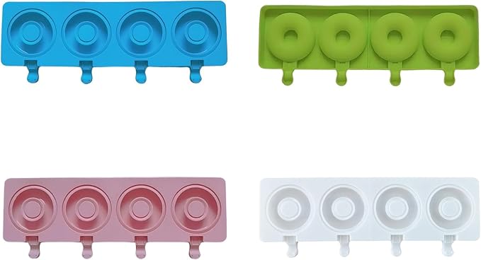 Doughnuts Shape Cream 4 Cavity Silicone Popsicles Cubes Tray Popsicles Maker Baking Cake Candy MOL