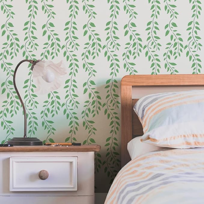 FINGERINSPIRE Willow Branches Stencil for Painting 8.3x11.7inch Plastic PET Willow Leaves Template with Paint Brush Tree Leaf Branch Stencil Infinite Circulation Template for Painting on Wood