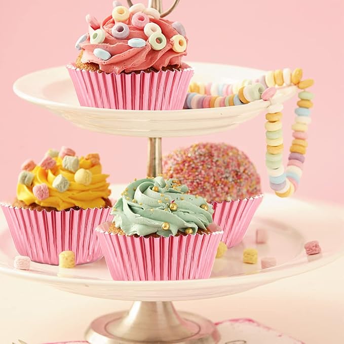 Rose Gold Cupcake Liners,GOLF 100Pcs Standard Size Rose Gold Foil Cupcake Liners Wrappers Metallic Baking Cups,Muffin Paper Cases