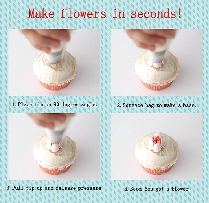 Russian Piping Tips Set, 24pcs Supplies Kit, Icing Nozzles Flowers Shaped, Frosting Bags and Tips Baking Supplies (24pcs)