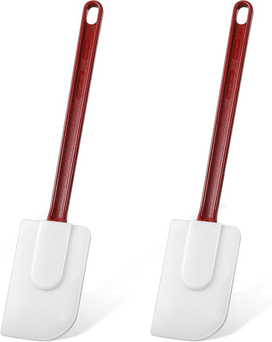 Lounsweer 2 Pcs Heat Resistant Rubber Spatula 10 Inch Commercial Silicone Spatula Scraper Set for Kitchen Use Cooking Silicone Cooking Utensils Sets