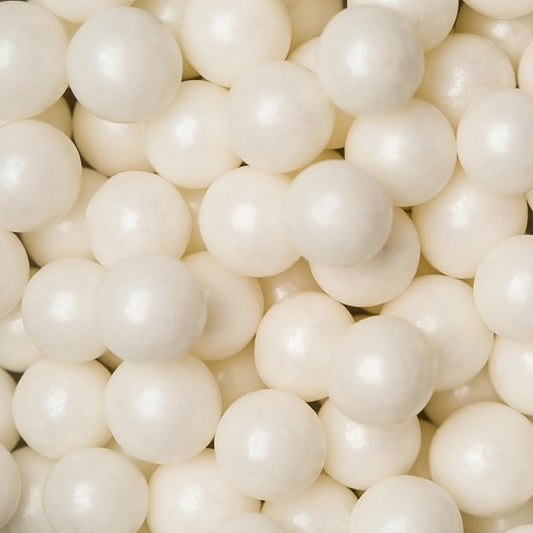 12MM WHITE SUGAR PEARLS - 4 oz shaker jar - Edible Sugar Pearls for Cakes, Cupcakes, Cookies, Icing, Chocolate