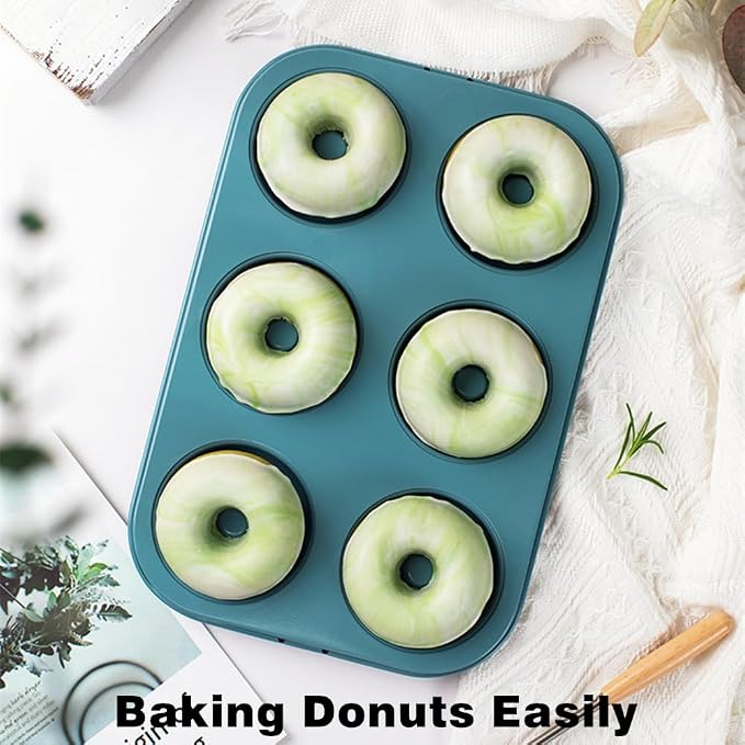 6-Cavity Nonstick Donut Pan Baking Ring Doughnut Pans for Bread Muffin Baking Pastries Cookies, Metal (1 Pack)