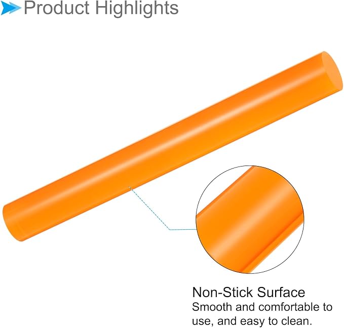 Acrylic Clay Roller, 9 Inch Length 1 Inch Dia., Acrylic Non-Stick Rolling Pin Roller Orange - (Applications: for Shaping Sculpting)
