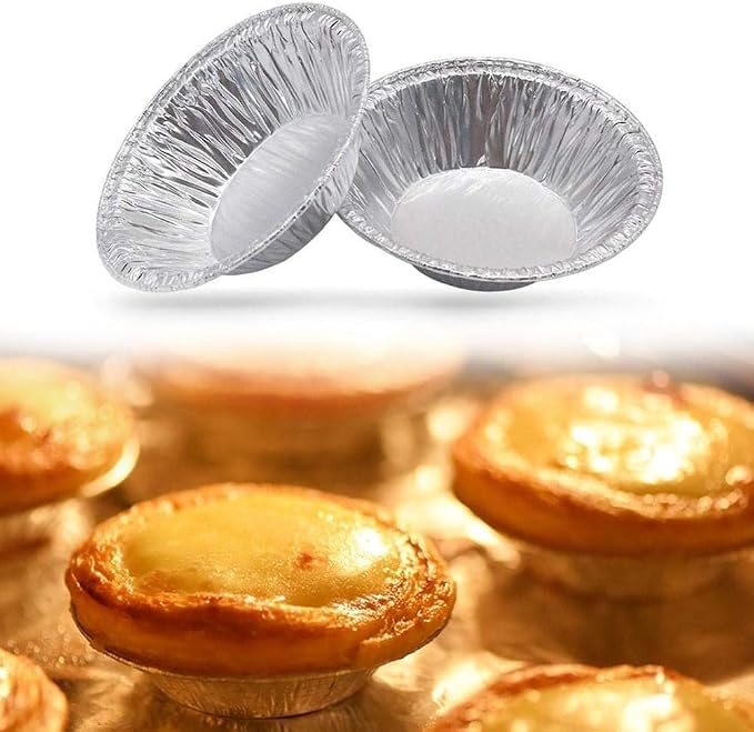 50PCS Silver Mini Pie Tins, Round Tart Pie Foil Pans, Aluminum Foil Tart Pans