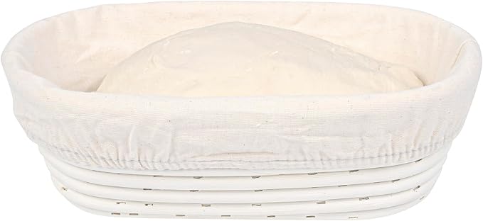 Restaurantware Bread Proofing Basket 9 Inch Oval Pack of 1 Rattan Dough Fermentation Basket With Cotton Liners, Oval Banneton Bread Rising Bowl For Home, Commercial, and Artisanal Baking