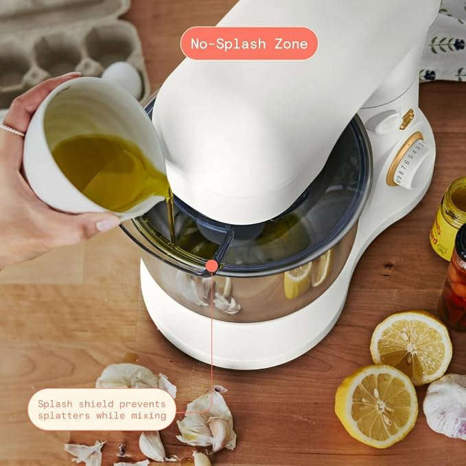 Beautiful 3.5Qt Stand Mixer by Gourmias, Tilt-Head Electric Mixer with 12 Speeds, Stainless Steel Bowl, Compact Kitchen Mixer for Baking, Dough, Whipping and Mixing (White Icing)