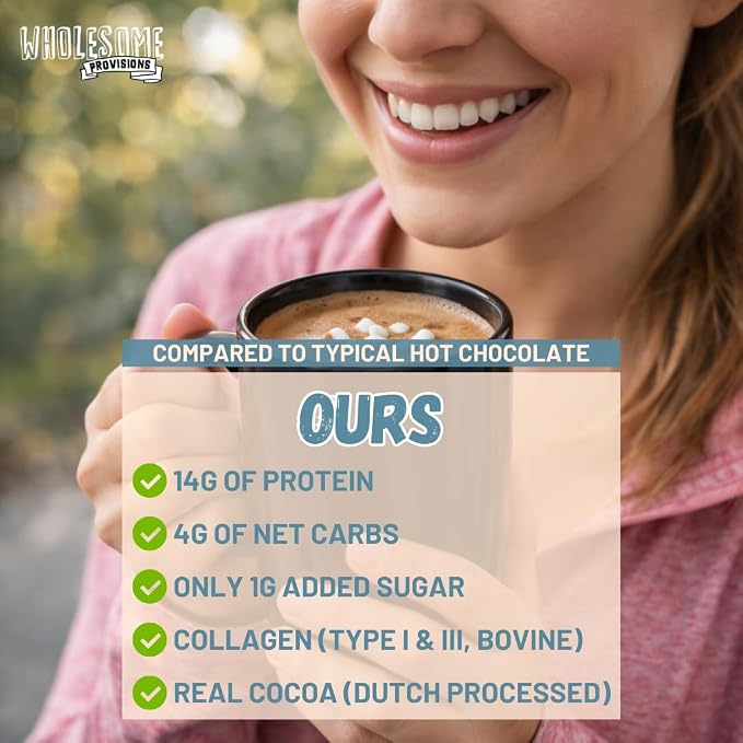 Protein Hot Chocolate, Keto Hot Chocolate Mix, Low Carb Hot Cocoa, 15g Protein, 2g Net Carbs, Low in Sugar, Instant Hot Coco, 7 Individual Macro-Controlled Packages (Marshmallow, 5 Pack)