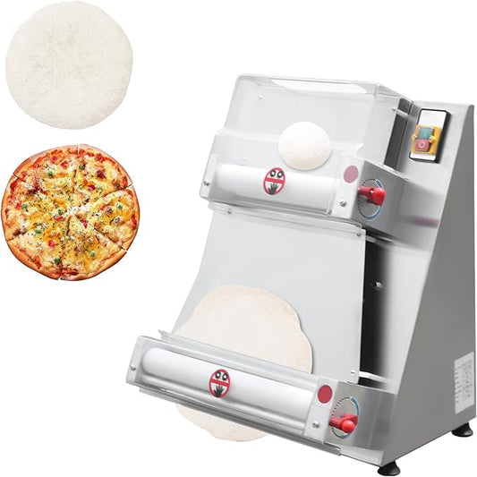 Commercial Dough Roller Sheeter,Adjustable Size 3 to 15 inch Electric Pizza Dough Roller Machine 370W Automatically Pizza Dough Press Machine Suitable for Pizza Bread Tortilla