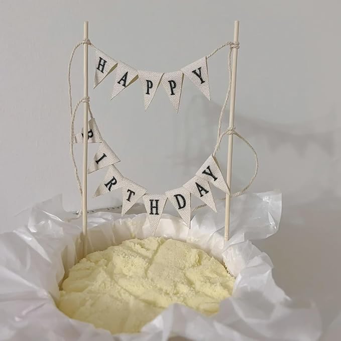 Happy Birthday Cake Topper, Birthday Cake Bunting Topper Cake Topper Garland Handmade Food-Grade Safe Gender Neutral Party Decorations