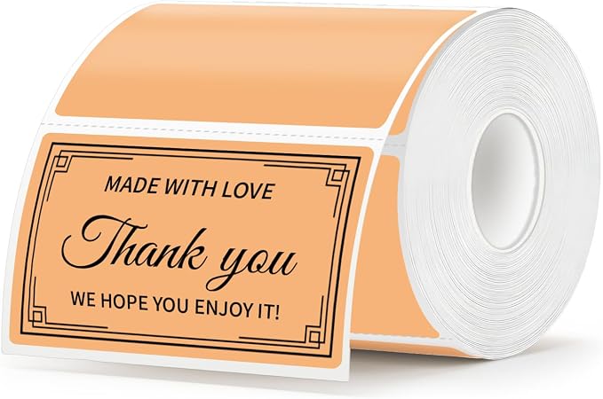 500 Labels/Roll 2" x 3" Apricot Thermal Labels, Self-Adhesive Rectangle Kraft Sticker for Candle, Soap, Mason Jar, Ingredients, Address, Small Business