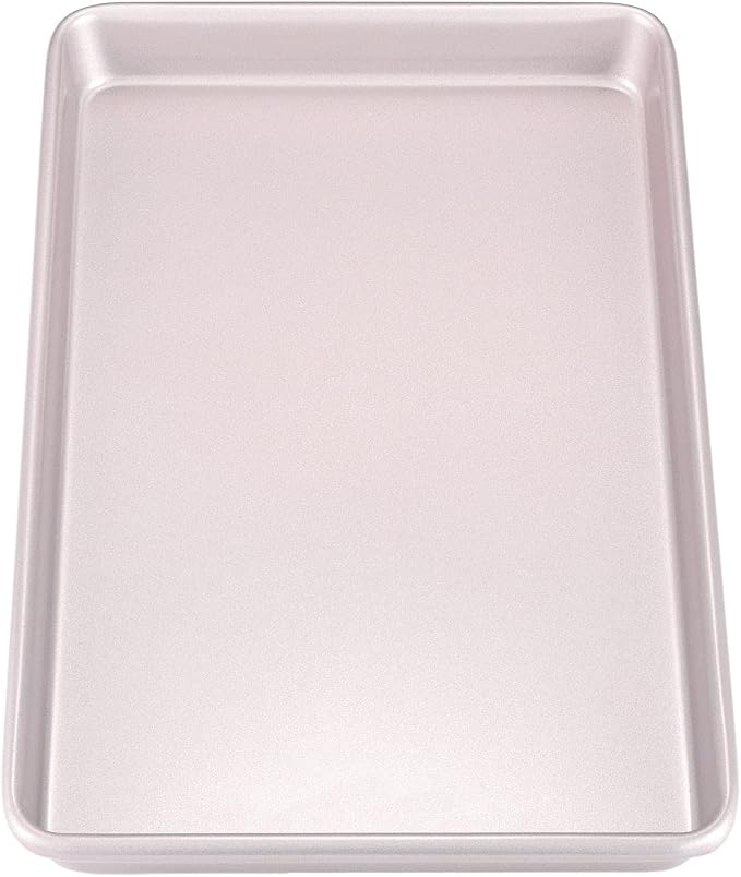 CHEFMADE 17-Inch Baking Sheet Pan, Non-Stick Carbon Steel Rimmed Cookie Sheet Pan for Oven Roasting Meat Bread Jelly Roll Battenberg Pizzas Pastries 12.8" x 17.7" x 1.1"(Champagne Gold)