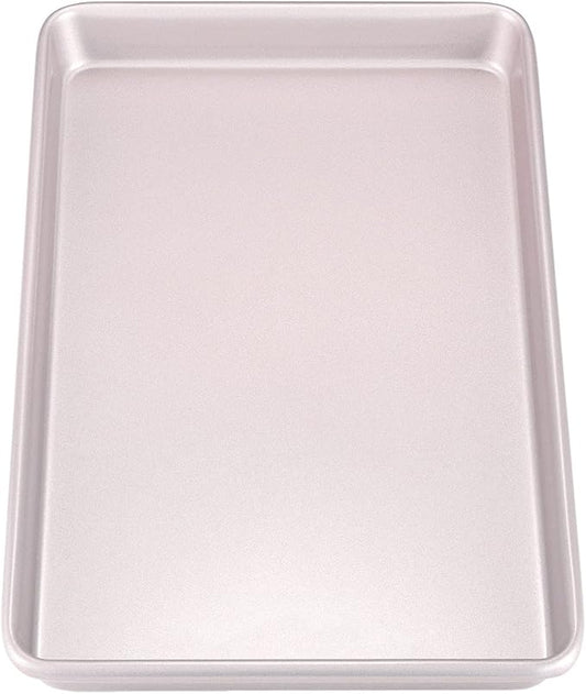 CHEFMADE 17-Inch Baking Sheet Pan, Non-Stick Carbon Steel Rimmed Cookie Sheet Pan for Oven Roasting Meat Bread Jelly Roll Battenberg Pizzas Pastries 12.8" x 17.7" x 1.1"(Champagne Gold)