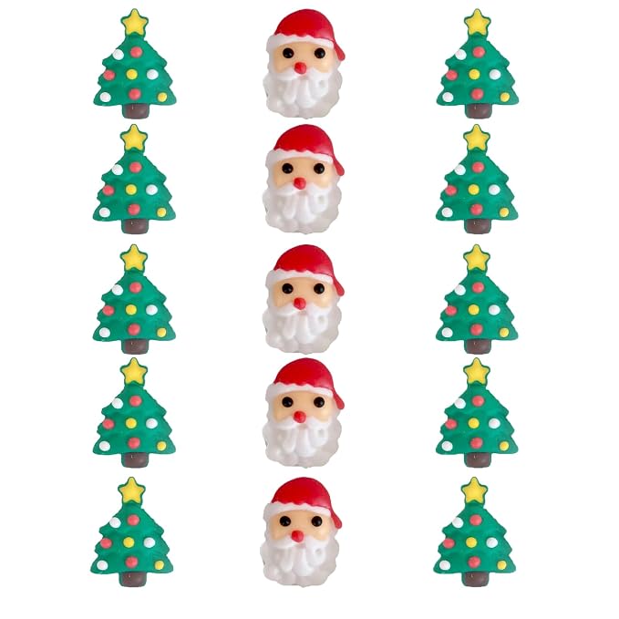 Sentovac 15 Pcs Christmas Icing Decoration Edible Santa Claus Christmas Tree Mix Candy Dessert Sprinkles DIY For Cookie Cake Cupcake Topper Icing Frosting Decoration Supplies