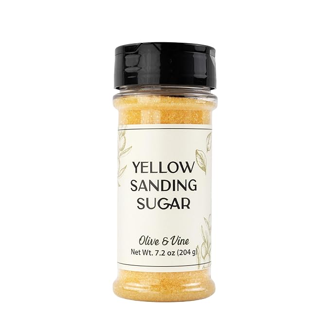 Olive & Vine Yellow Sanding Sugar, Sweet Finish, For Baking & Decorating, Rich Tradition, Authentic Taste, For Global Recipes (7.2 Ounce)