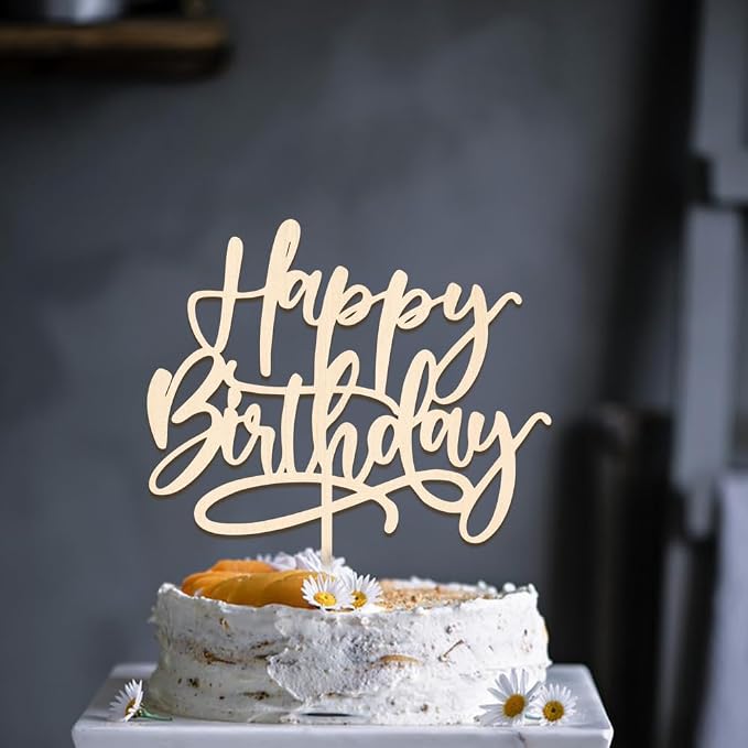 Kaoenla wood Happy Birthday Cake Topper, For Anniversary/Birthday Party Decoration Suitable (wood)