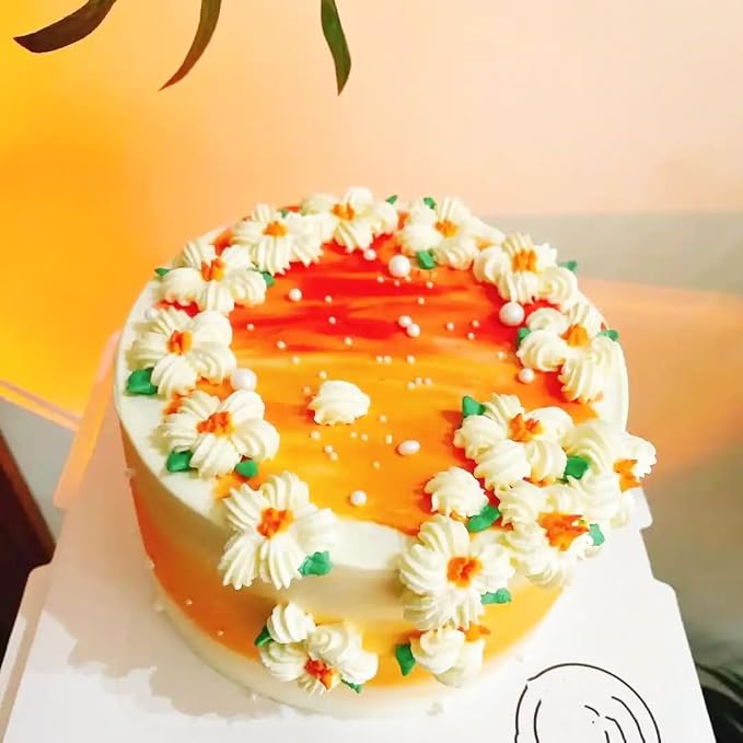 Edible Orange Pearl Sprinkles for Cake Decorating, Mixing 4 Sizes Sugar Cupcake, Ice Cream, Donuts, Macaron Toppings Supplies 90g/ 3.17oz