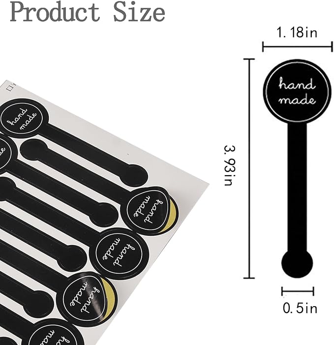 300 Pcs Black Handmade Bakery Stickers, Tamper Seal Labels | 3.93 x 1.18 in peel-and-stick paper labels for bakery packaging, cake boxes, candy bags, dessert cups, envelopes, and crafts.