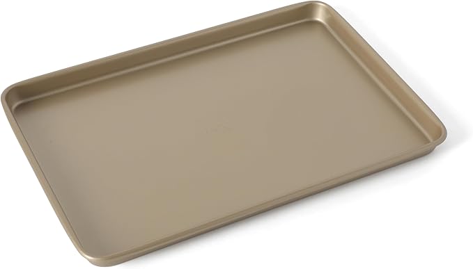 Martha Stewart Gallen 13 x 9 Inch Nonstick Carbon Steel Cookie Sheet - Champagne Durable Baking Pan for Cookies, Brownies & Roasting