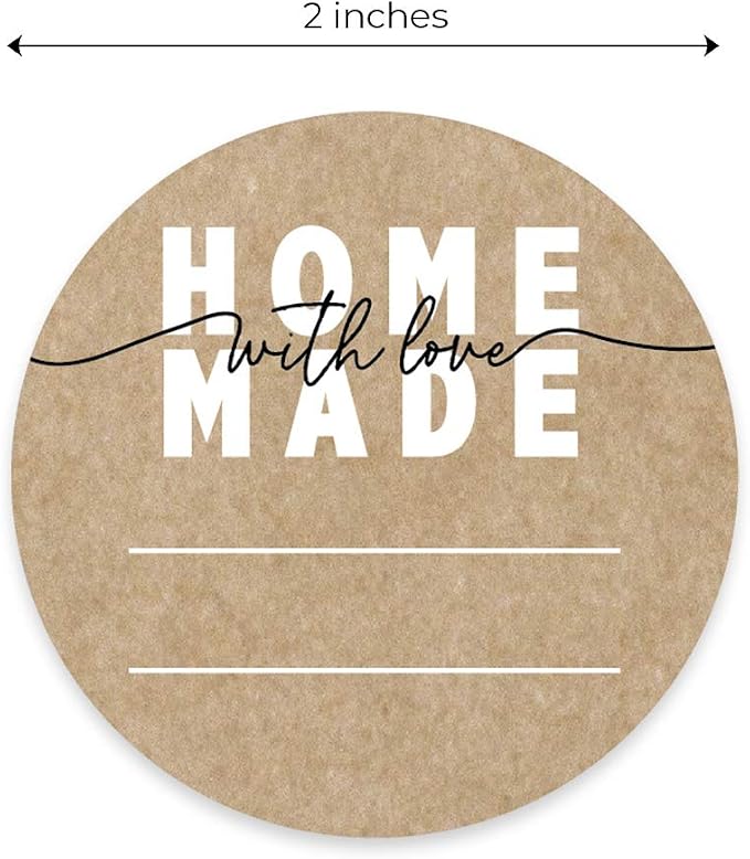 Homemade with Love Canning Stickers / 500 Circle Labels Printed On Sturdy Kraft Stock / 2" Modern Illustrated Decals