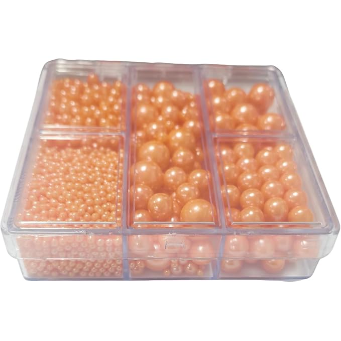 Edible Orange Pearl Sprinkles for Cake Decorating, Mixing 4 Sizes Sugar Cupcake, Ice Cream, Donuts, Macaron Toppings Supplies 90g/ 3.17oz