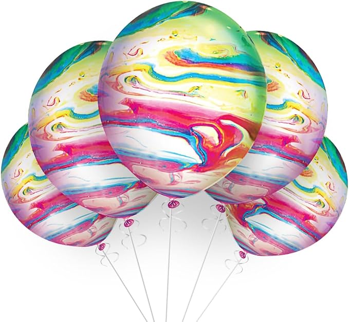 Unique Marble Light-Up Latex Balloons - 9" | 5 Pcs