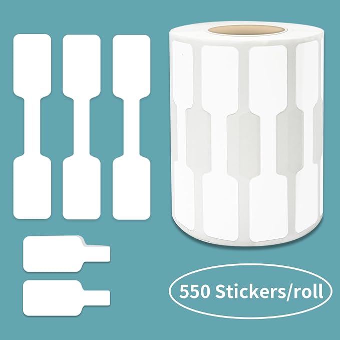 550 Pcs Jewelry Tags Roll for Necklace Earring Price Identify,Self Adhesive White Blank Dumbbell Jewelry Stickers Labels for Bracelet, Ring, Clothing Display （White）