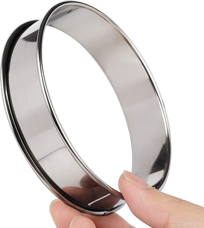 FANGSUN 4 Inch English Muffin Rings, Stainless Steel Crumpet Rings, Tart Rings for Baking, Double Rolled Nonstick Round Cake Ring, Metal Pastry Ring Mold for Dessert Food Making Tool