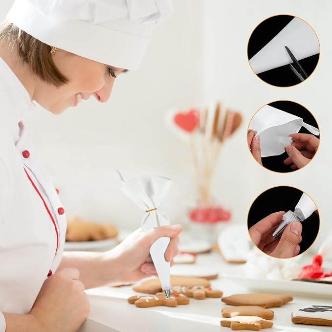 4Pcs Cotton Cloth Piping Bags, Reusable Icing Bags Anti Burst Cake Decorating Bags 12 inch Pastry Cake Piping Bags for Cake Cupcakes Cookies Frosting